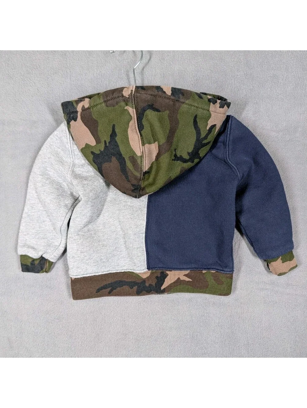 Polo Ralph Lauren Boys 24M Blue Gray Camo Polo Bear Hoodie Bodysuit 3pcs Lot
